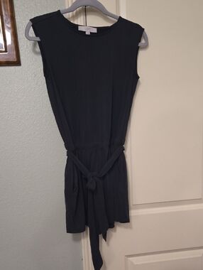 LOFT Black Sleeveless Tie-Waist Mini Dress